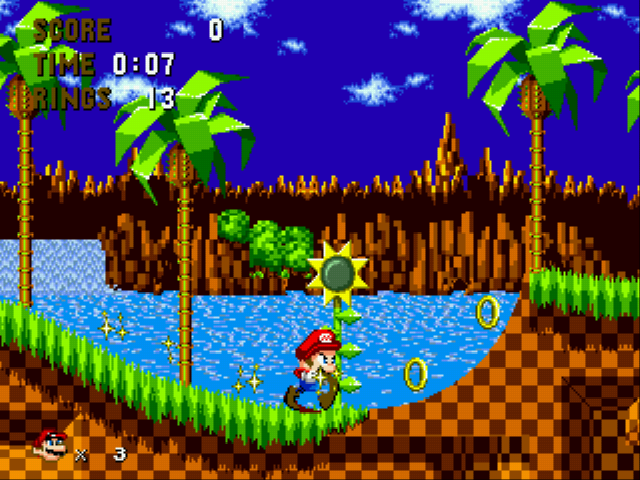 Mario in Sonic 1 (Somari) Screenshot 1
